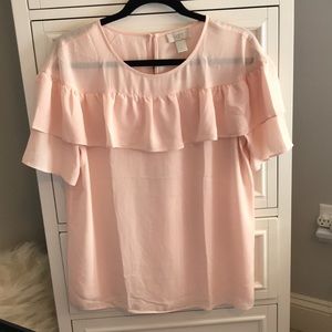 NWT Loft Blush Ruffled Top